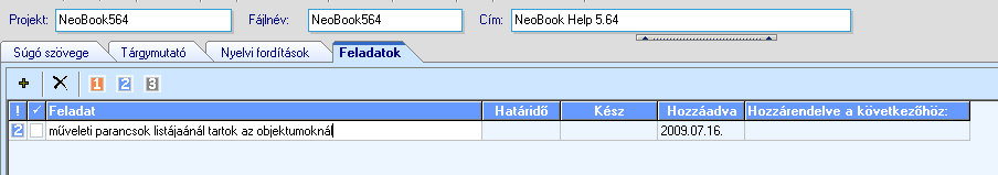 A Fast-Help International/V�llalati verzi� Feladatok ablaka
